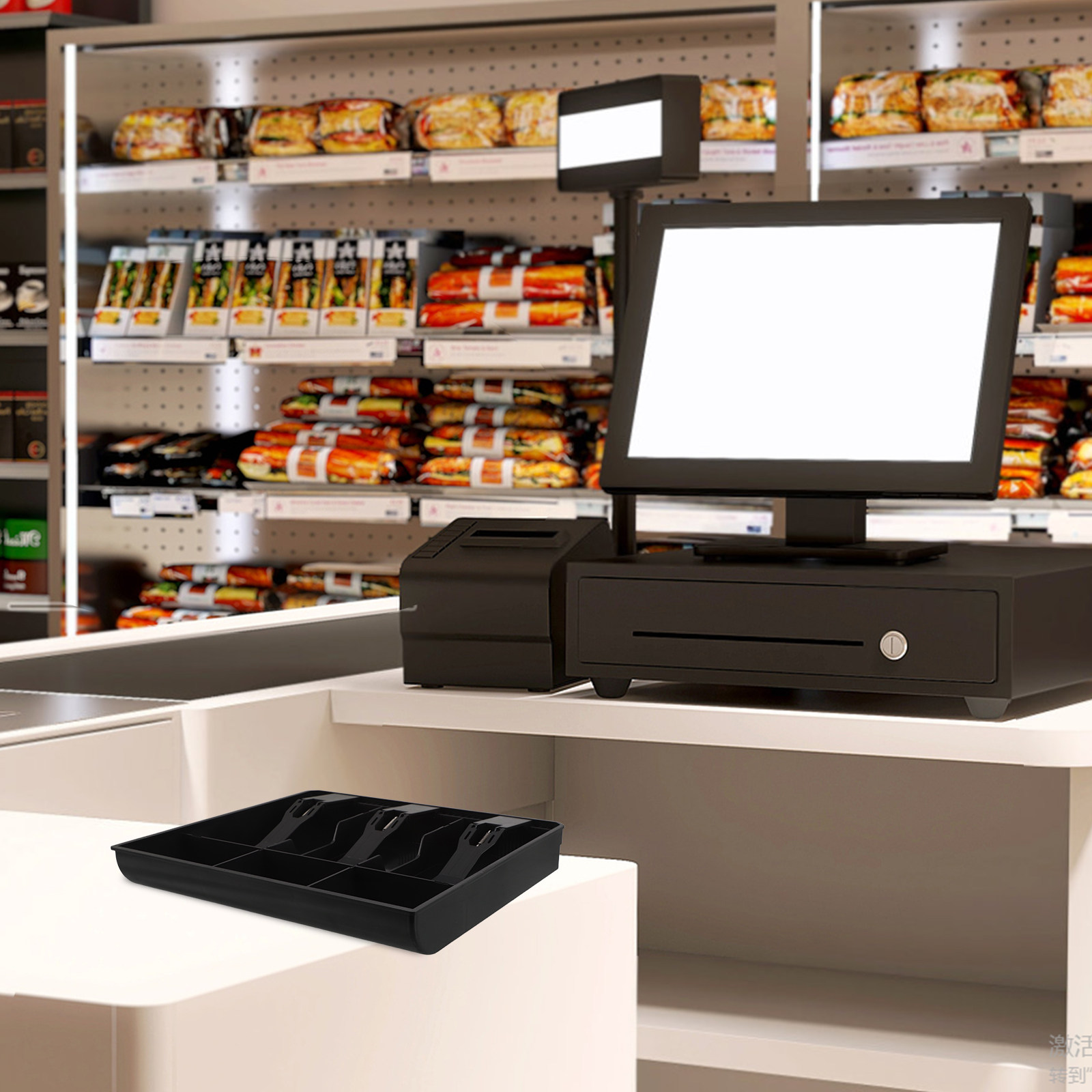 Drawer Organizer Tray - Cash Register Drawer Multiple Compartments Money