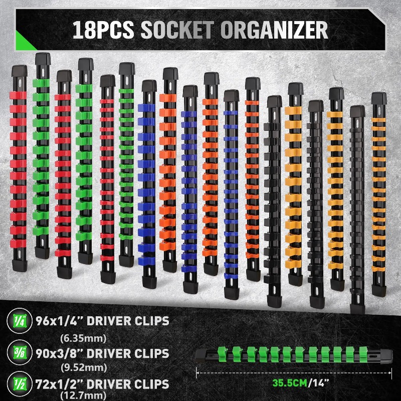 18-Piece Socket Organizer Set  - đánh giá và giá Drawer Organizer Tray