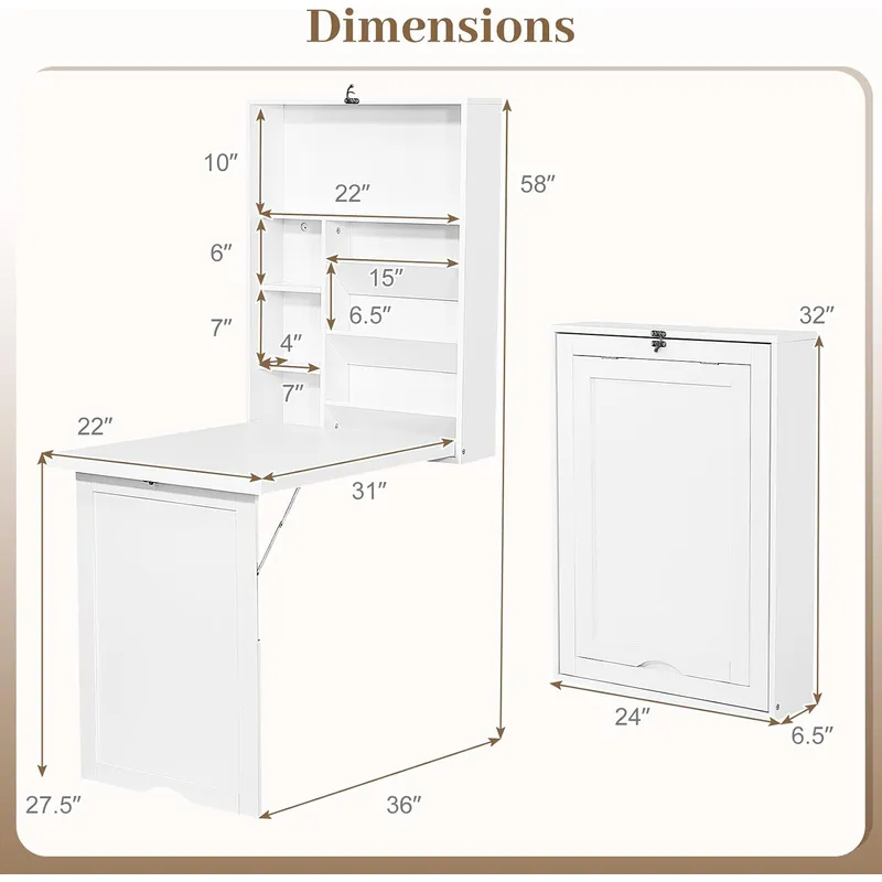 Multi-Function Computer Desk W - đánh giá và giá Wall Mounted Desk Fold
